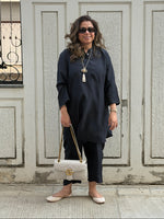 RAAGA - Jet Black Pure Silk Kurta Set