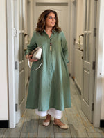 Navya - Sage Green Pure Linen Kurta Set