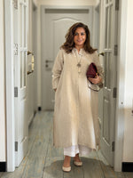 Navya - Beige Pure Linen Kurta Set