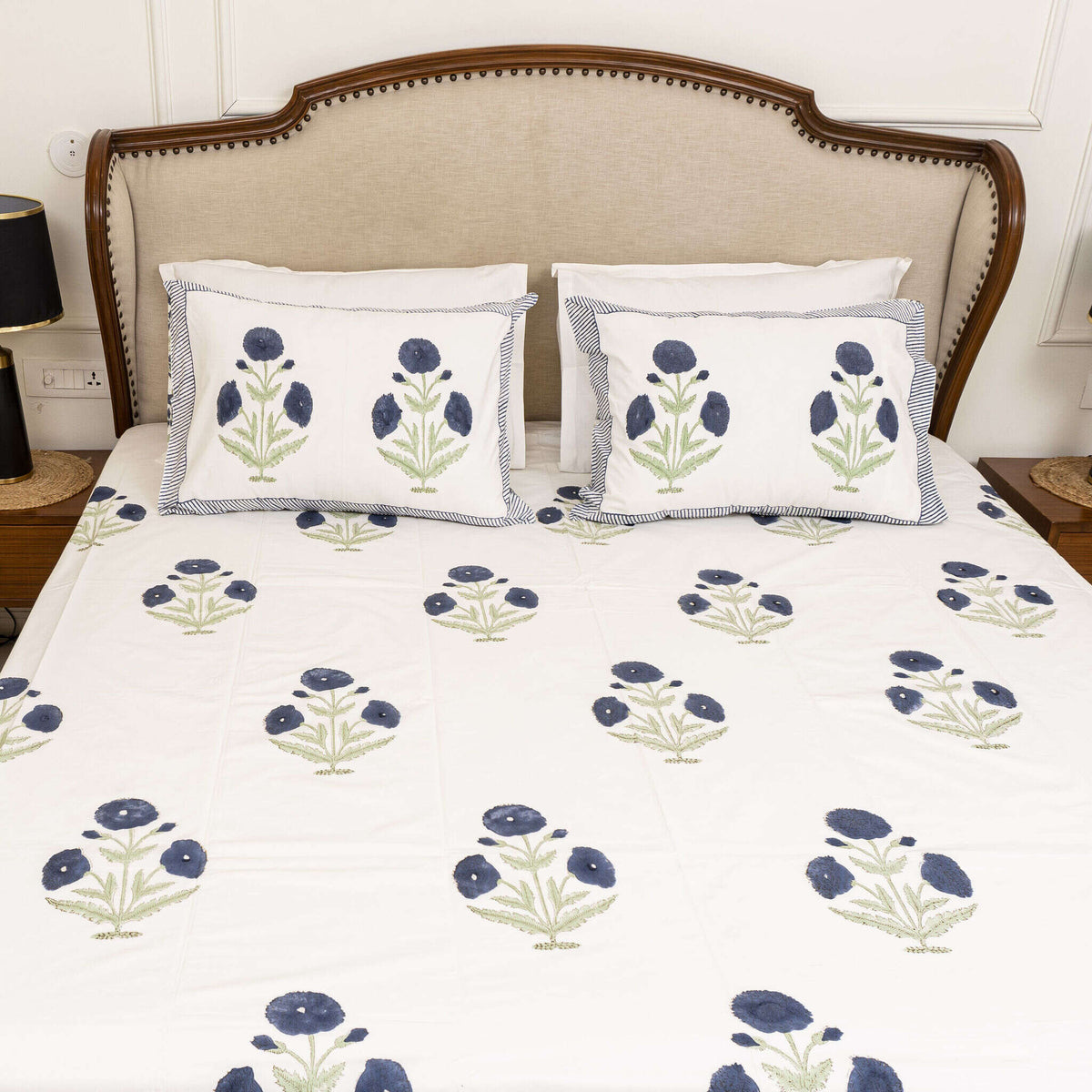 Blue Poppies Bedsheet with two Pillow Covers