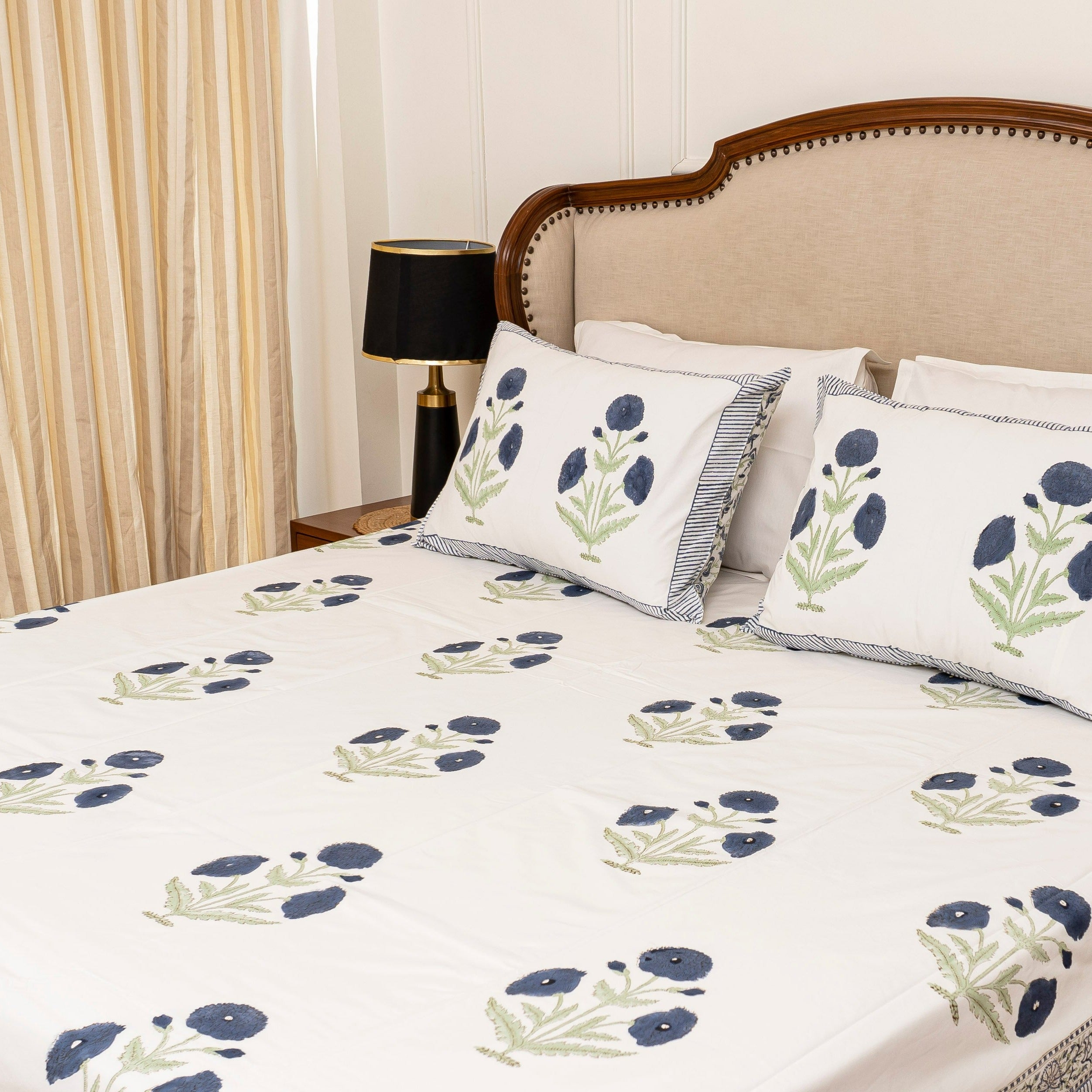 Blue Poppies Bedsheet with two Pillow Covers