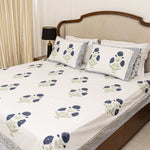 Blue Poppies Bedsheet with two Pillow Covers