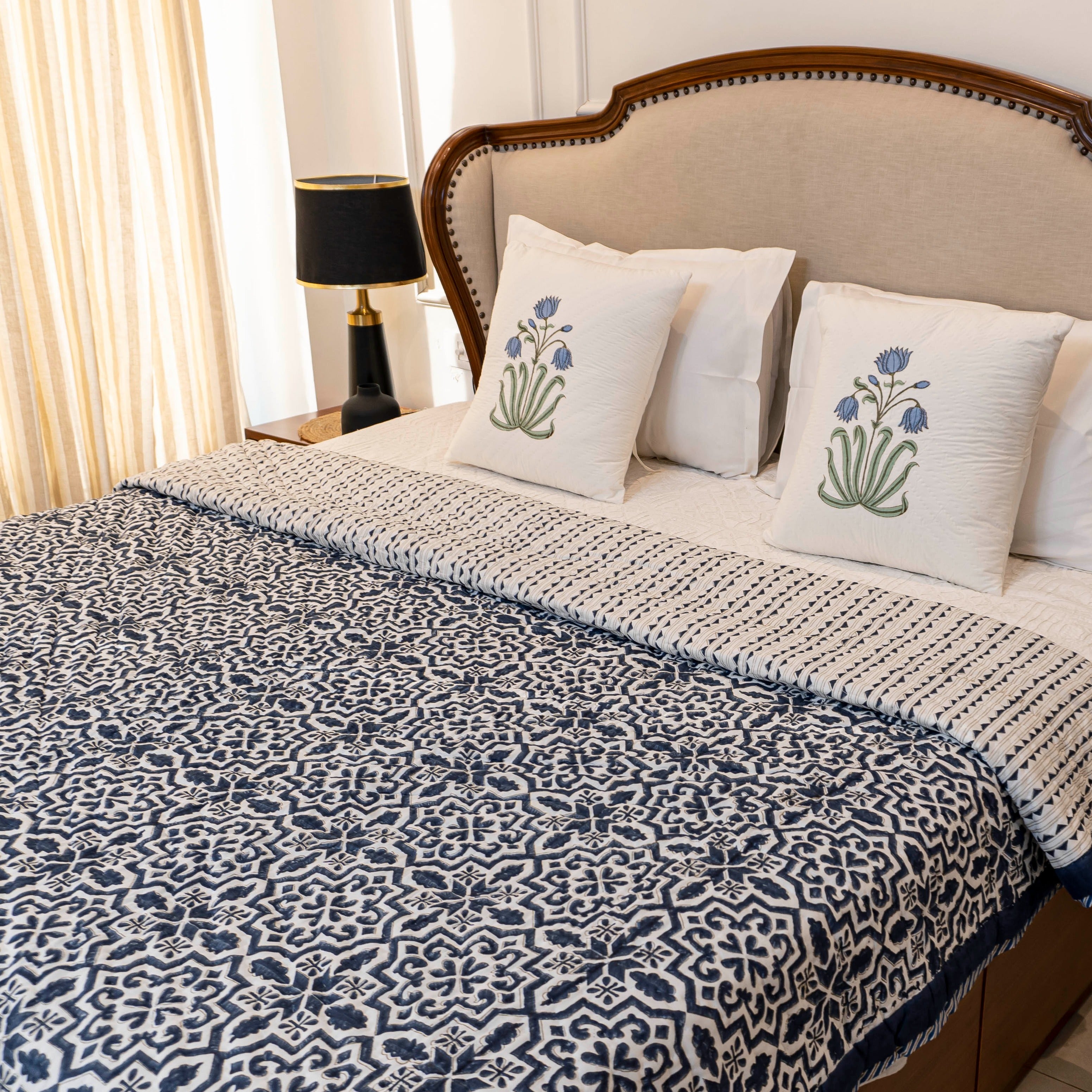 Deep Blue Reversible Quilt (Jaipuri Rajai)