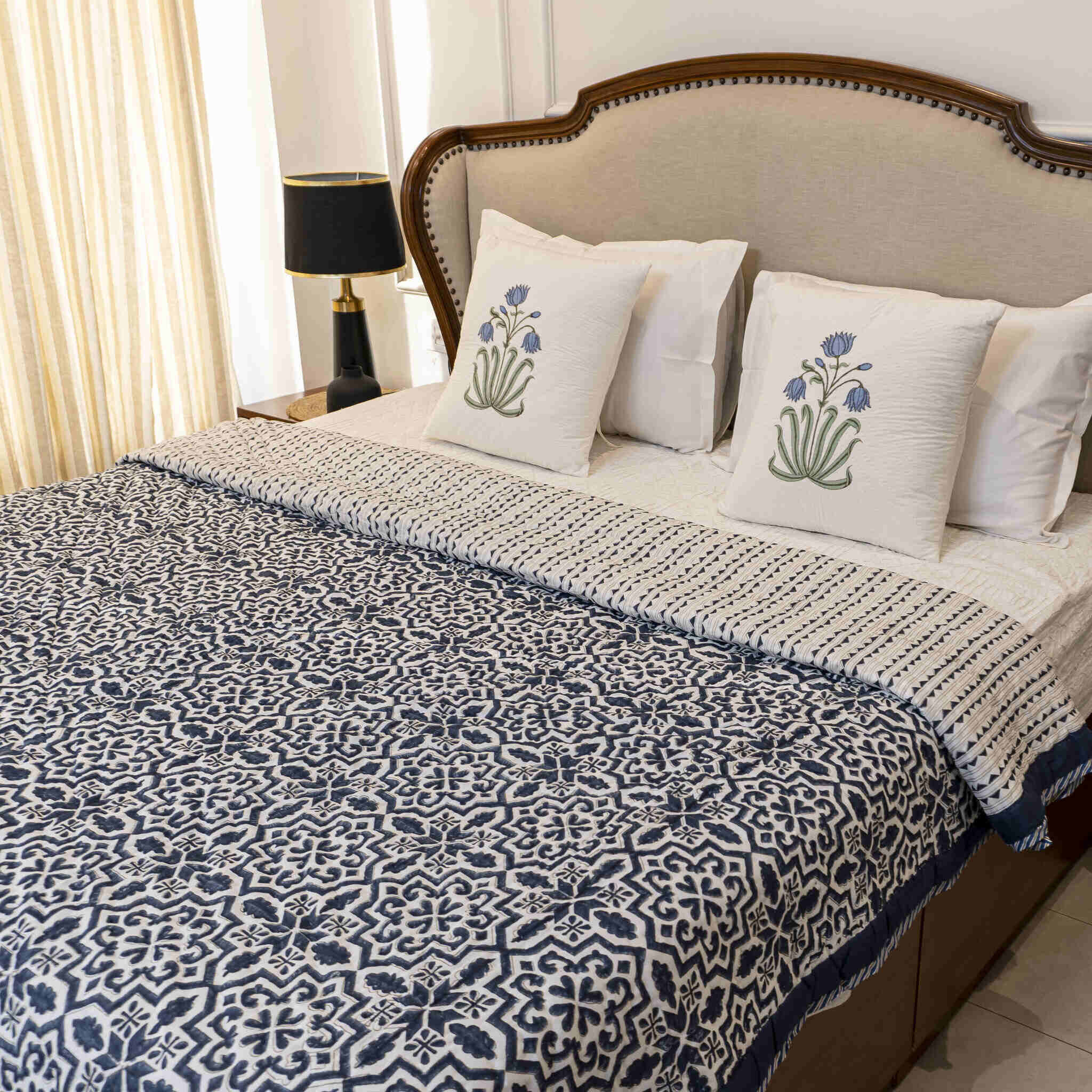 Deep Blue Reversible Quilt (Jaipuri Rajai)