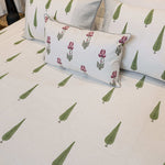 Green Cypress Pique / Jacquard Bed Cover with Pillow Cases