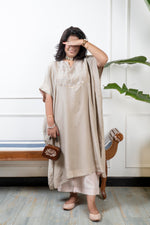 PARV - Shubhra Pure Silk Embroidered Kurta set (Loose Fit / One Size)