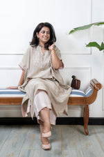 PARV - Shubhra Pure Silk Embroidered Kurta set (Loose Fit / One Size)