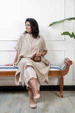 PARV - Shubhra Pure Silk Embroidered Kurta set (Loose Fit / One Size)