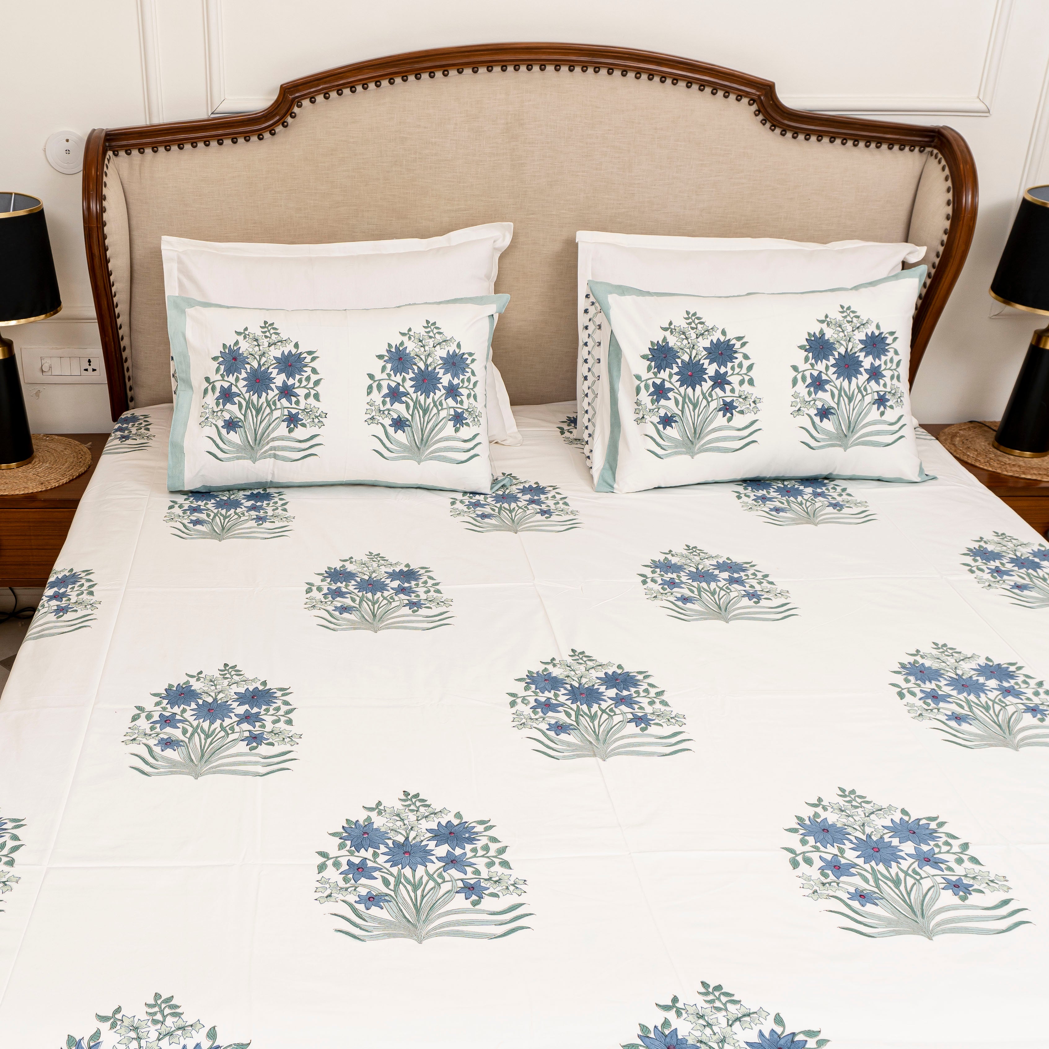 Blue Bells Bedsheet with two Pillow Covers