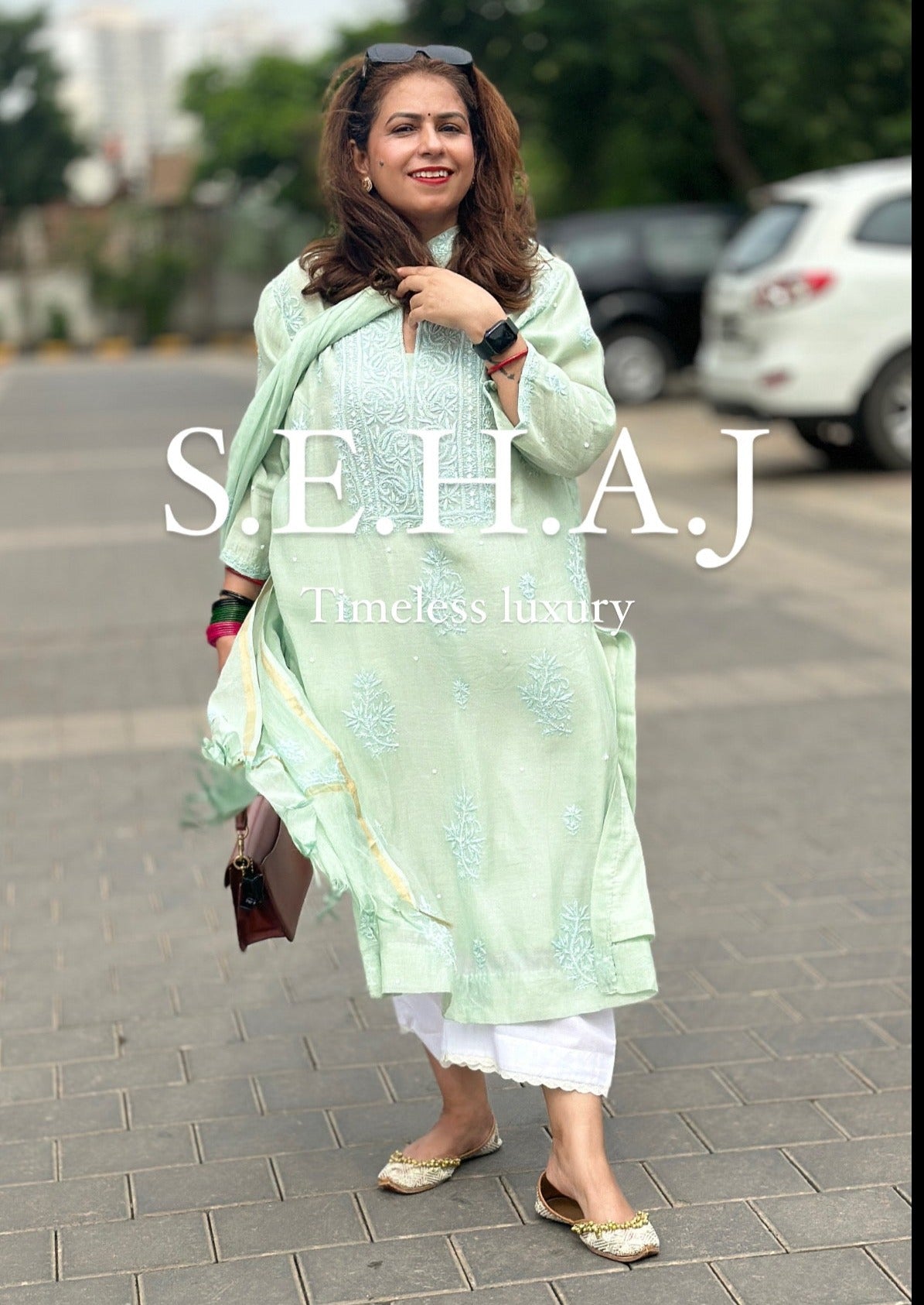 Sehaj - Mogra Co-ord set with Dupatta (Loose Fit / One Size)