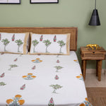 Marigold Poppies Bedsheet with two Pillow Covers