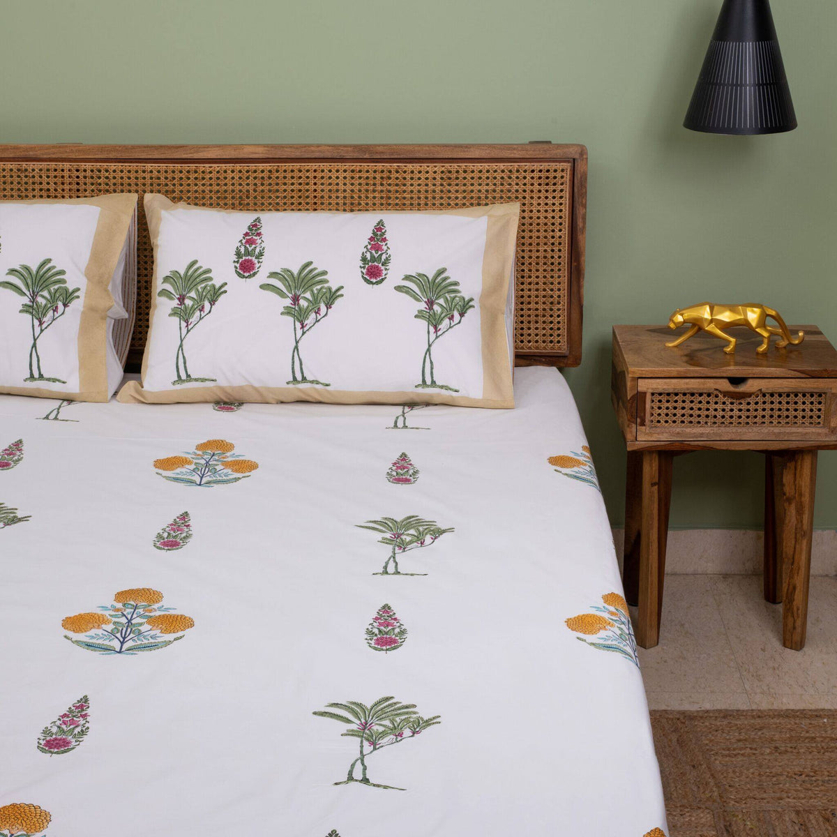 Marigold Poppies Bedsheet with two Pillow Covers