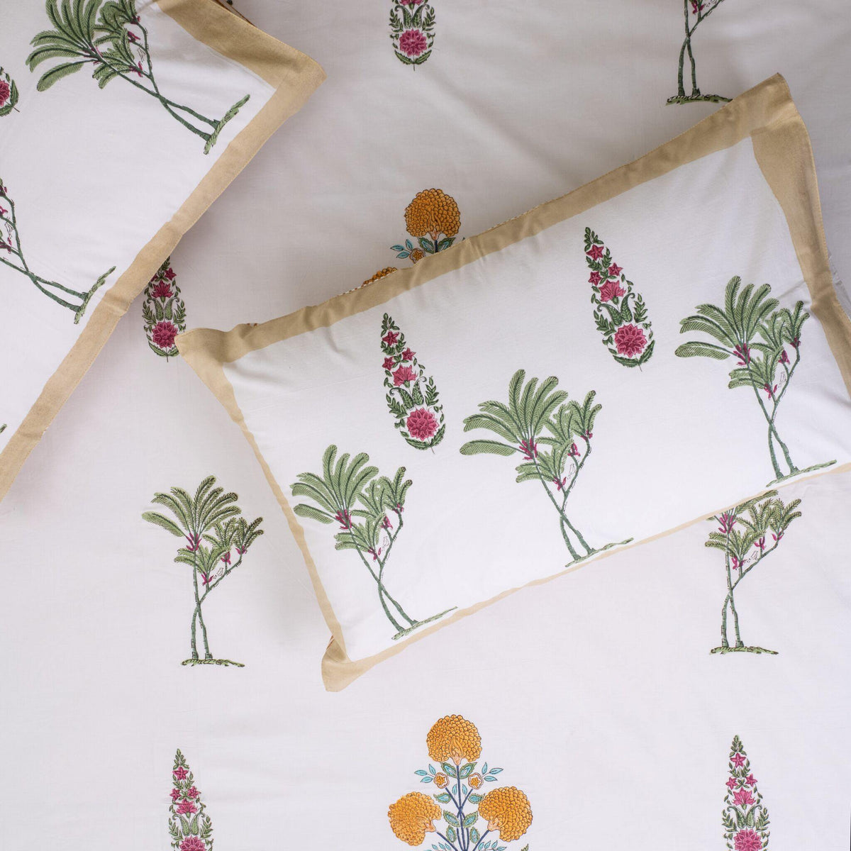 Marigold Poppies Bedsheet with two Pillow Covers