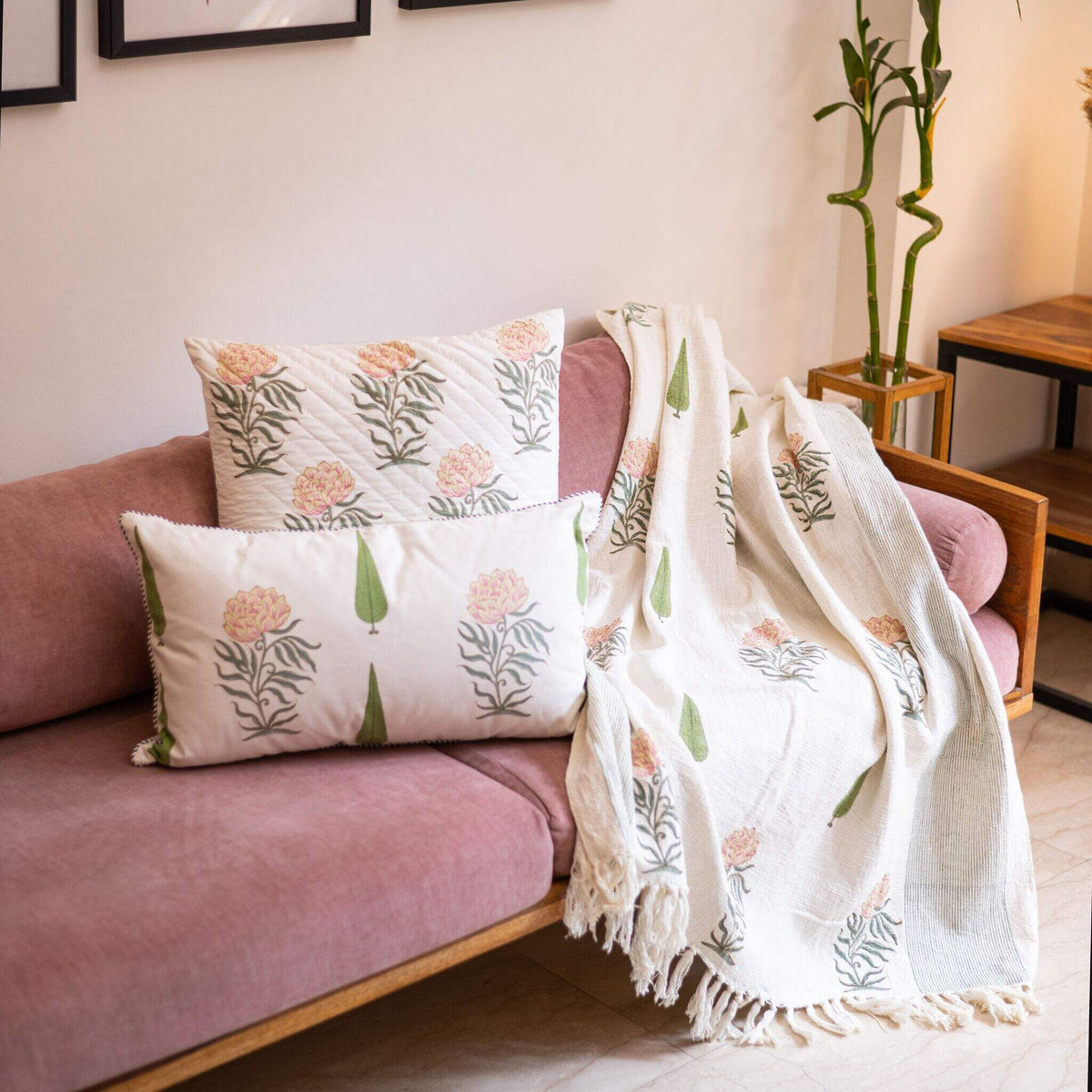 Fulwari Rose Handwoven Sofa Throw