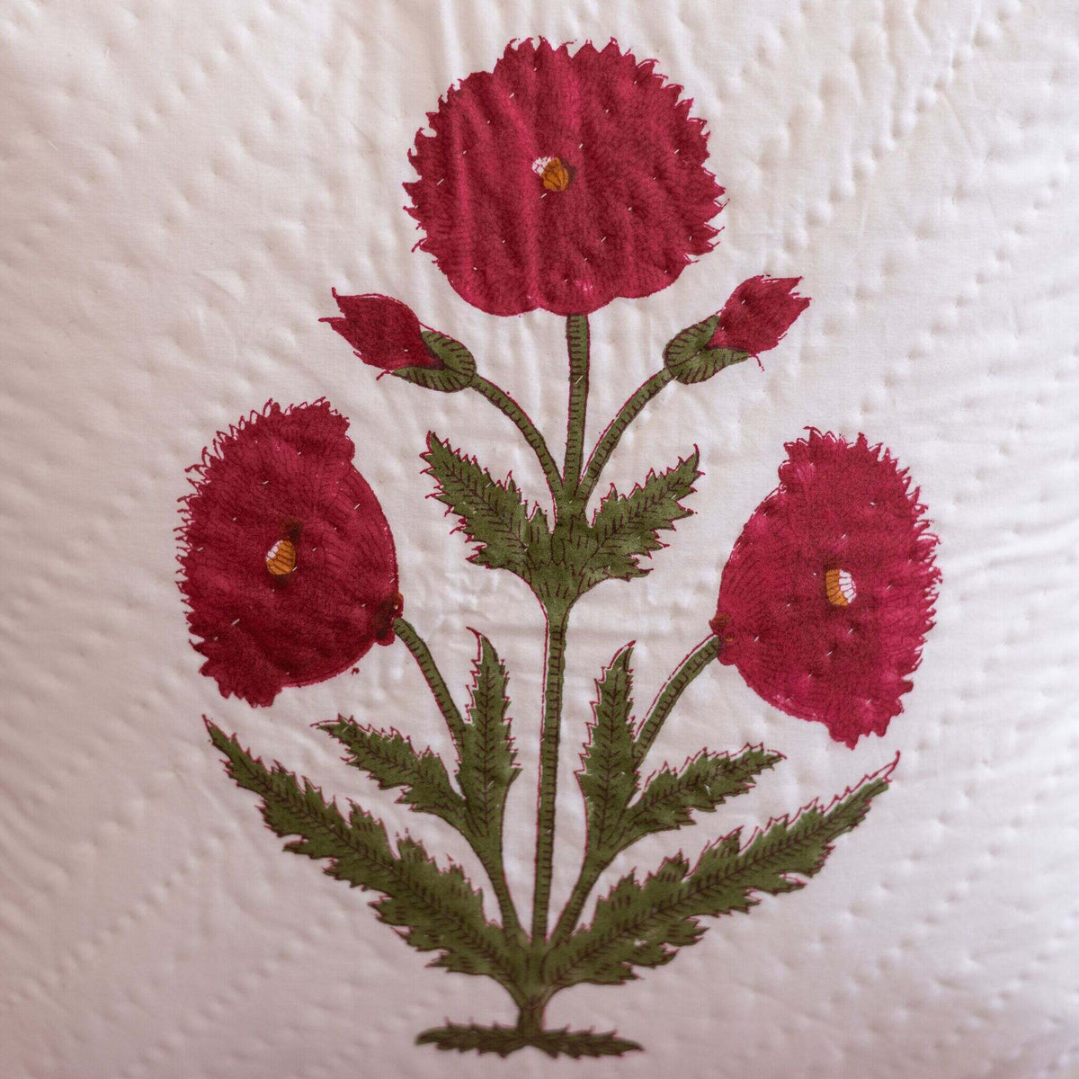 Blushing Poppies Handquilted Cushion Cover