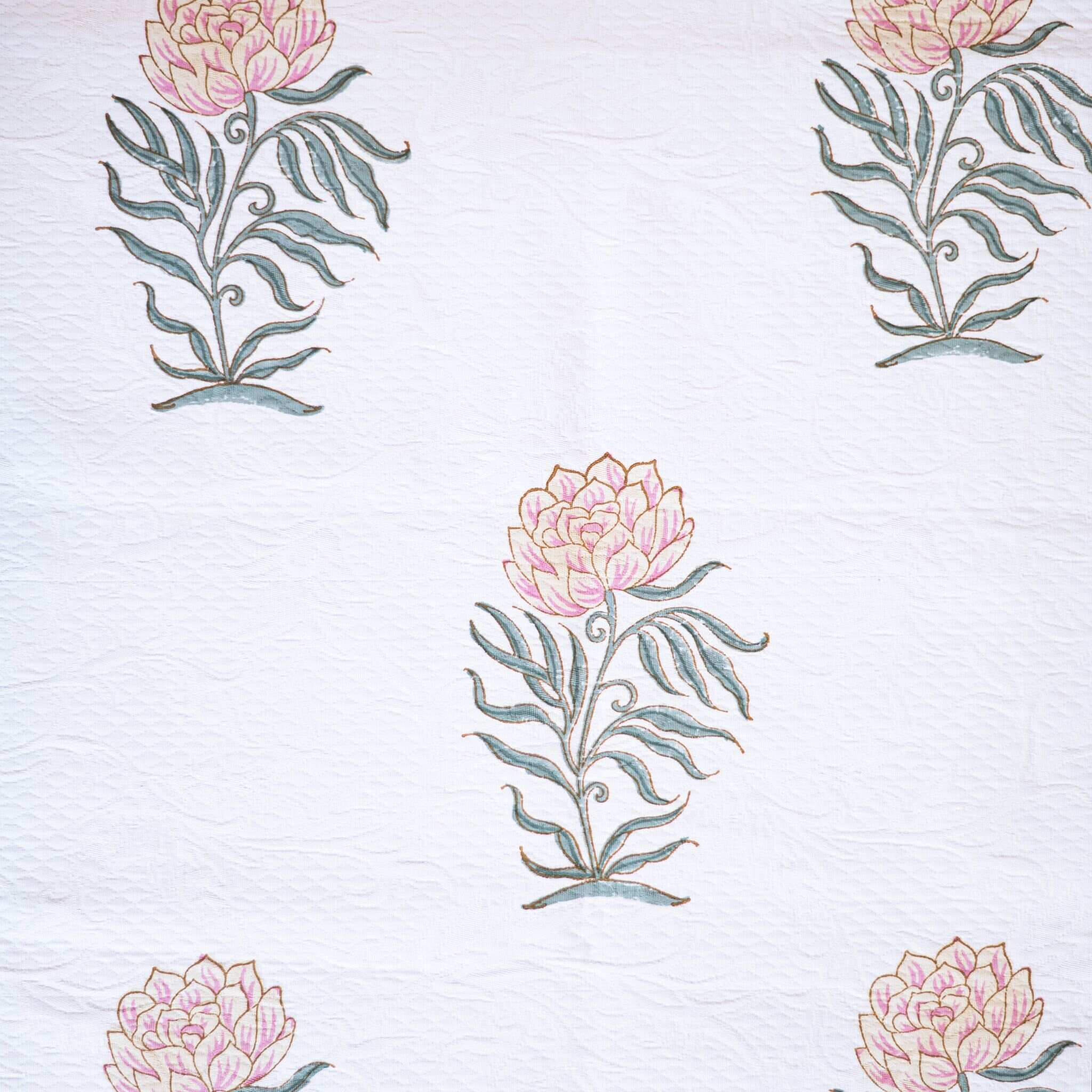 Fulwari Rose Cotton Pique / Jacquard Table Runner - for 6 Seater Dining Table