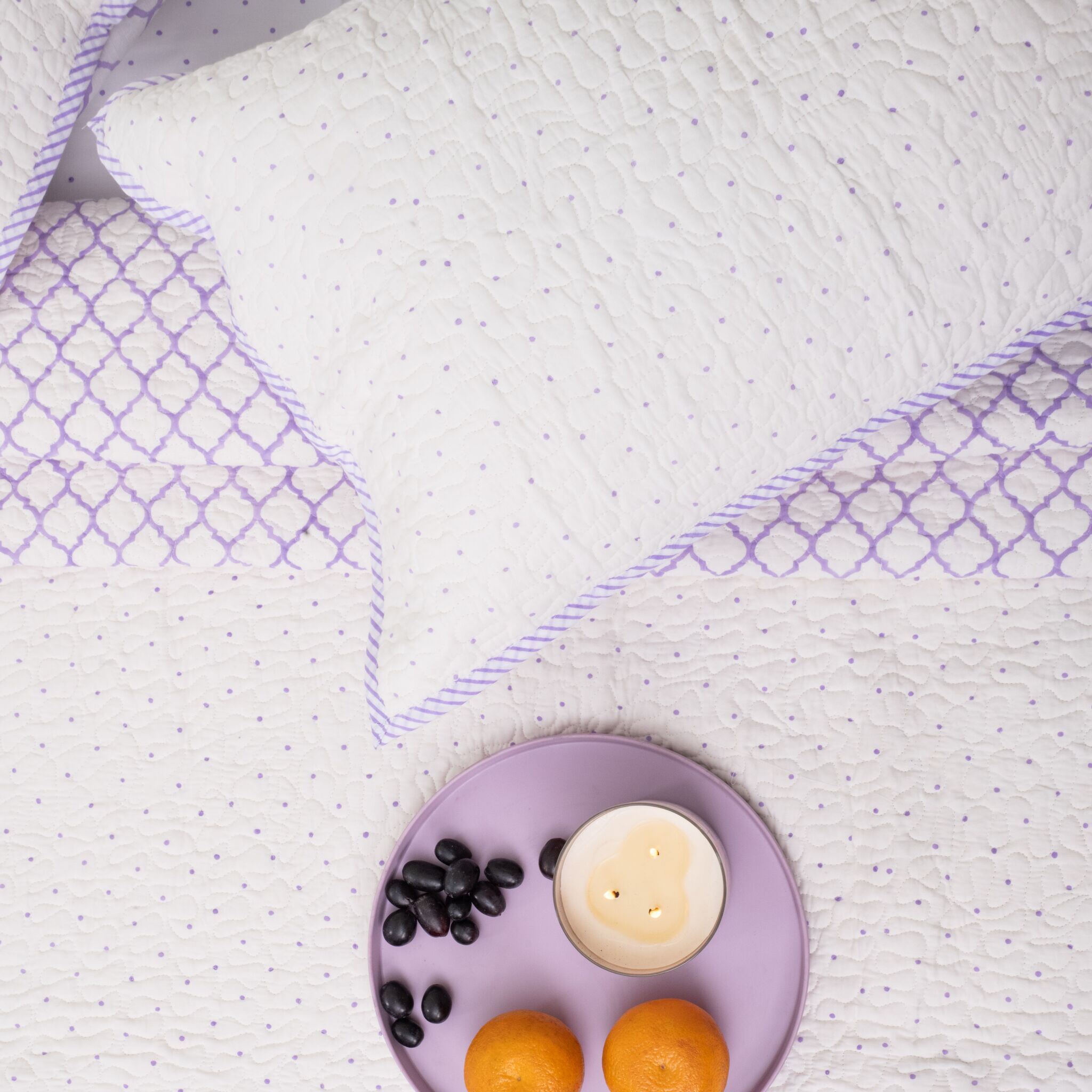 Pearl Polka Reversible Quilted Bed Cover