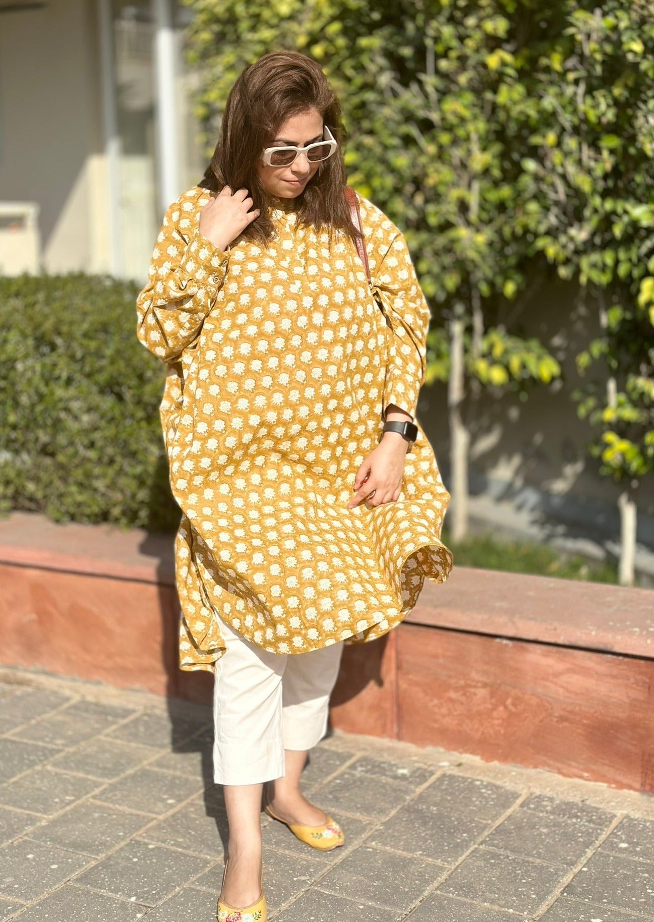 Comfy Cotton Kurta Set (Loose Fit / One Size) - Mustard Yellow