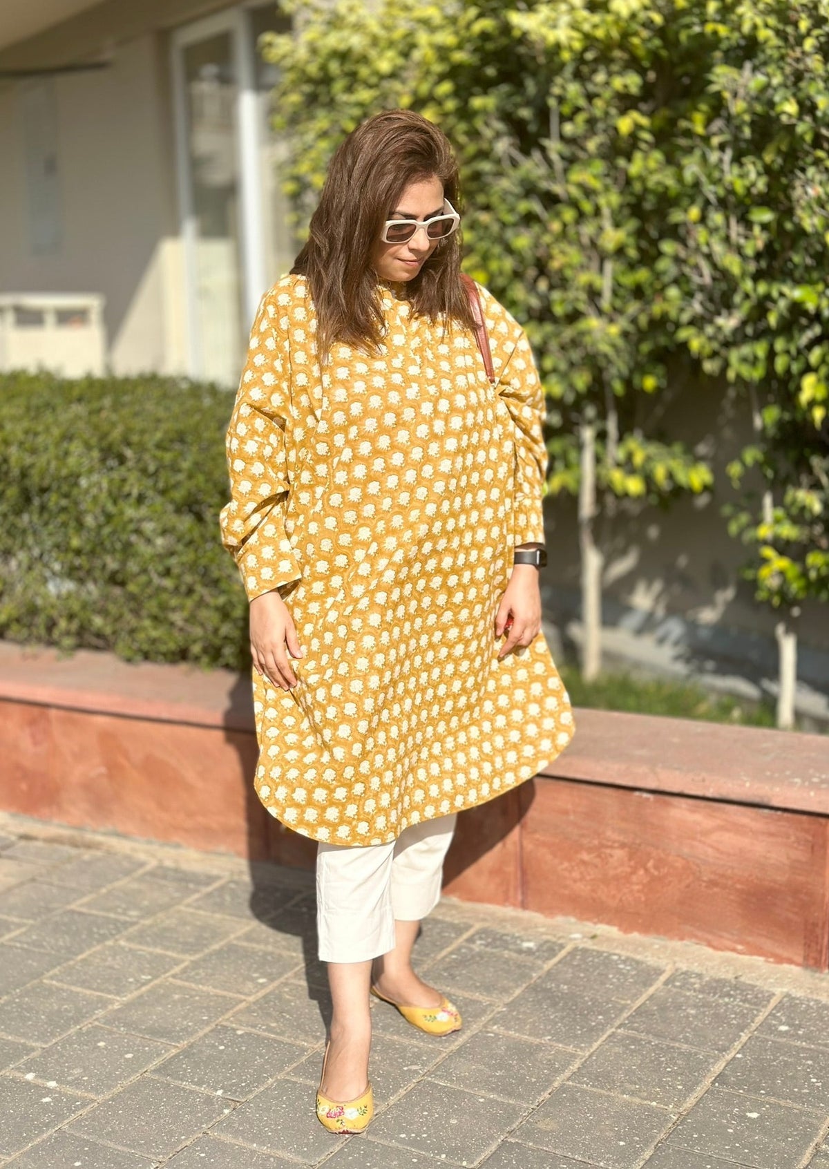 Mustard Yellow One Size Cotton Kurta Set