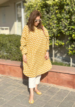 Mustard Yellow One Size Cotton Kurta Set