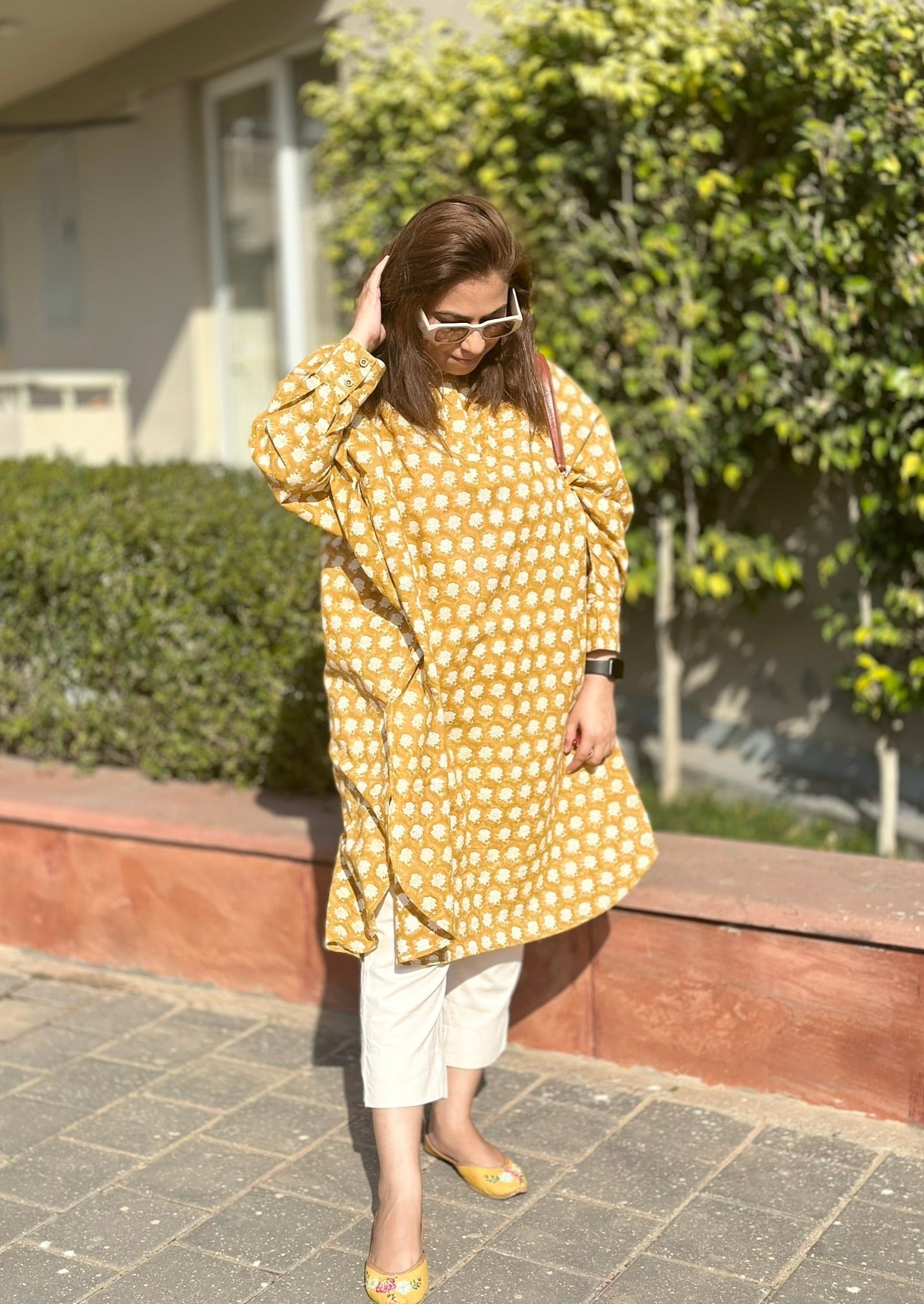 Comfy Cotton Kurta Set (Loose Fit / One Size) - Mustard Yellow