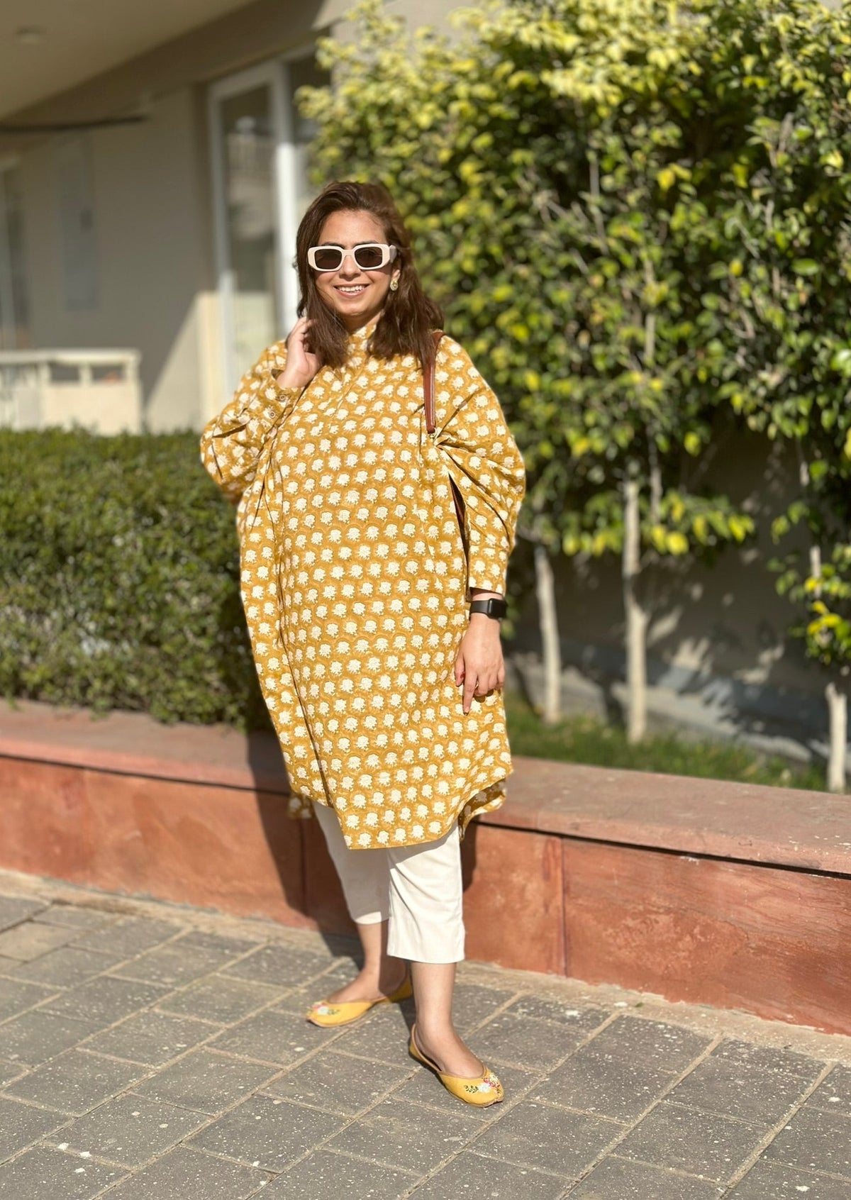 Mustard Yellow One Size Cotton Kurta Set