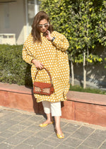 Mustard Yellow One Size Cotton Kurta Set