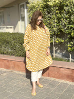 Mustard Yellow One Size Cotton Kurta Set