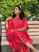 ZARIN - Ruby Red Pure Silk Co-ord set (Loose Fit / One Size)