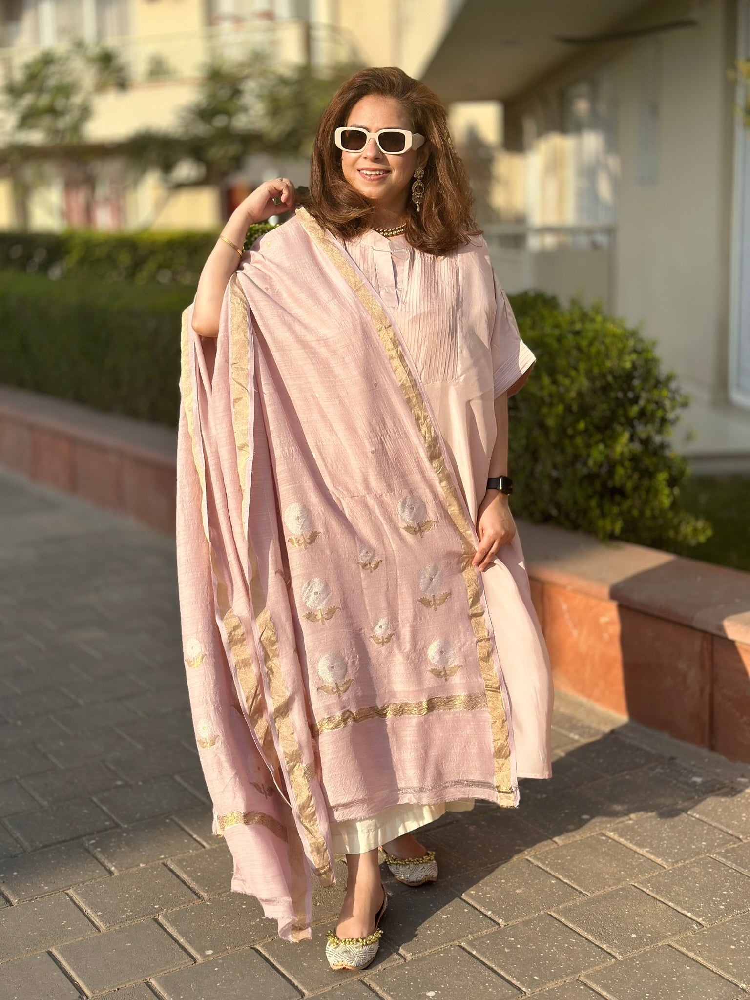 MEHER Cool Pink Pure Silk Co-ord set (Loose Fit / One Size)