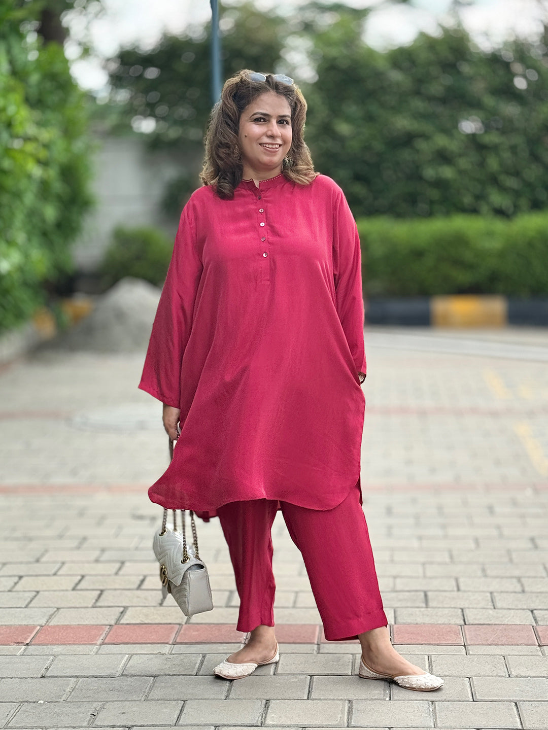 RAAGA - Crimson Pure Silk Kurta Set