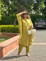 Neera - Lime Green Silk Embroidered Kurta (Loose Fit / One Size)