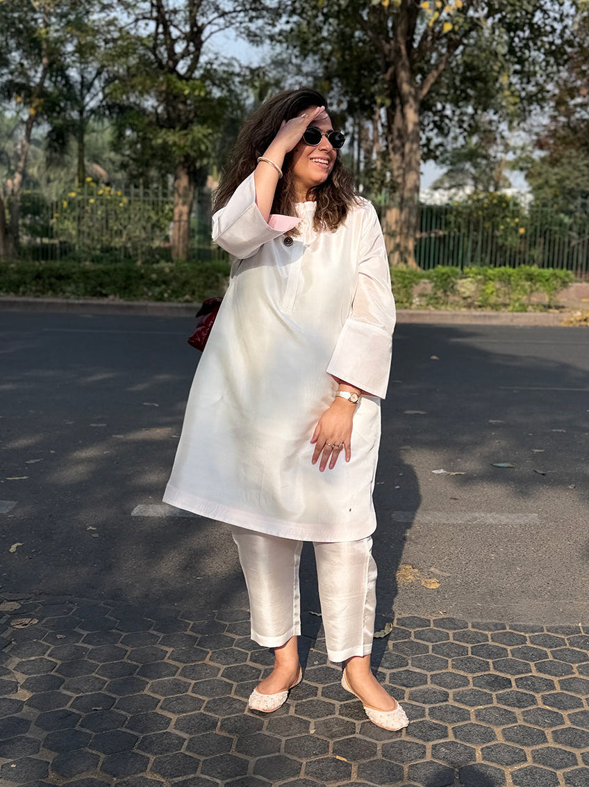 RAAGA - Pure Ivory Silk Kurta Set