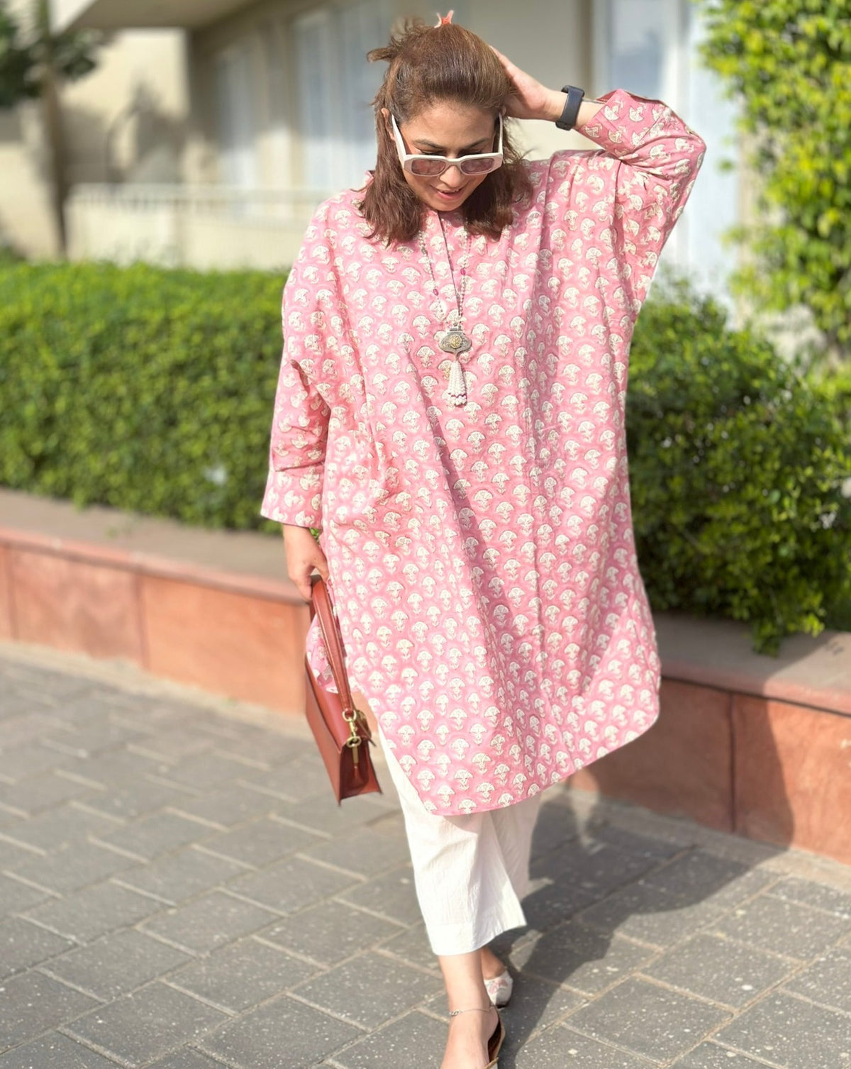 MUSHI PINK Kurta Set (Loose Fit / One Size) - Baby Pink