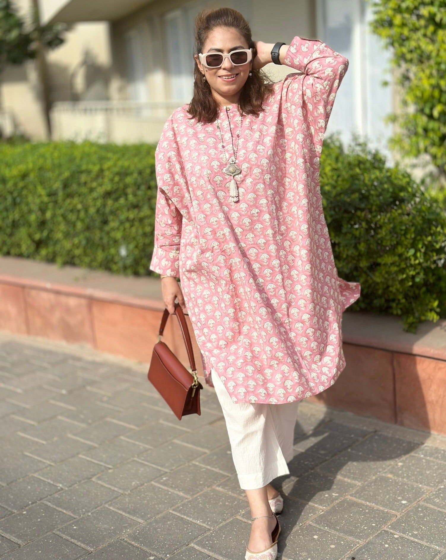 MUSHI PINK Kurta Set (Loose Fit / One Size) - Baby Pink