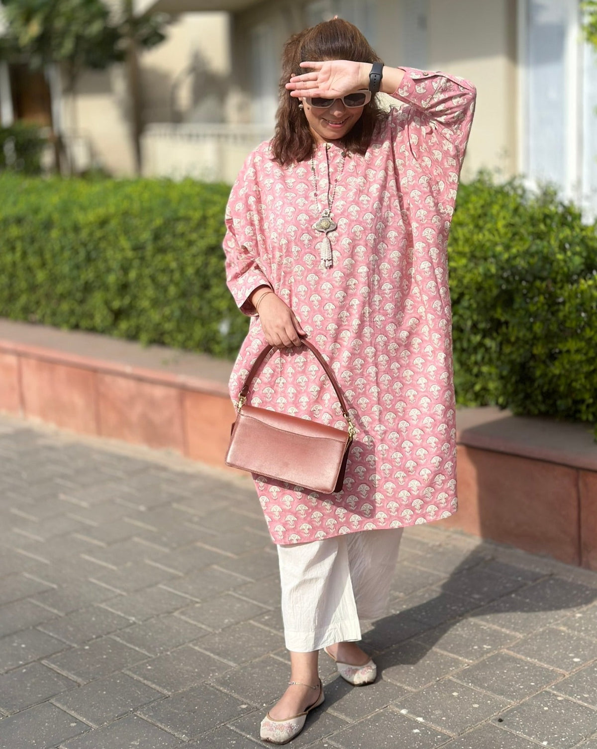 MUSHI PINK Kurta Set (Loose Fit / One Size) - Baby Pink