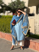 SITARA - Smokey Blue Pure Silk Co-ord set (Loose Fit / One Size)