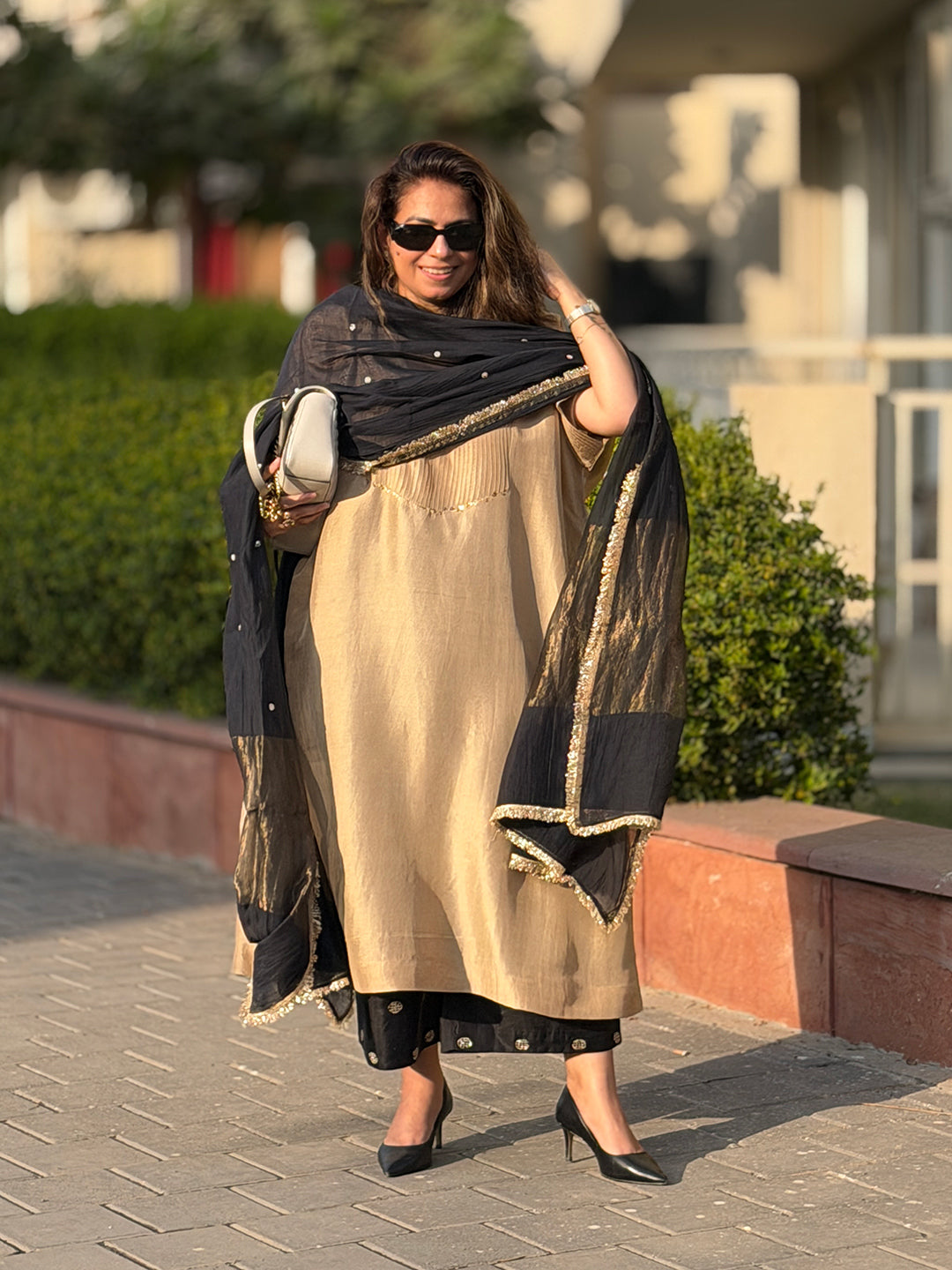 SITARA - Sandstone Pure Silk Co-ord set (Loose Fit / One Size)