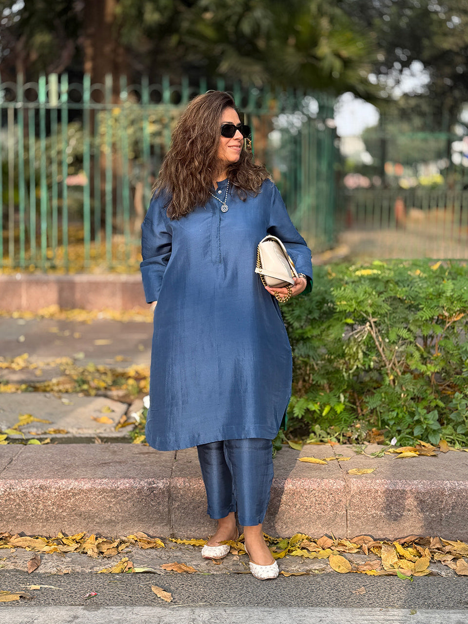 RAAGA - Ash Blue Pure Silk Kurta Set