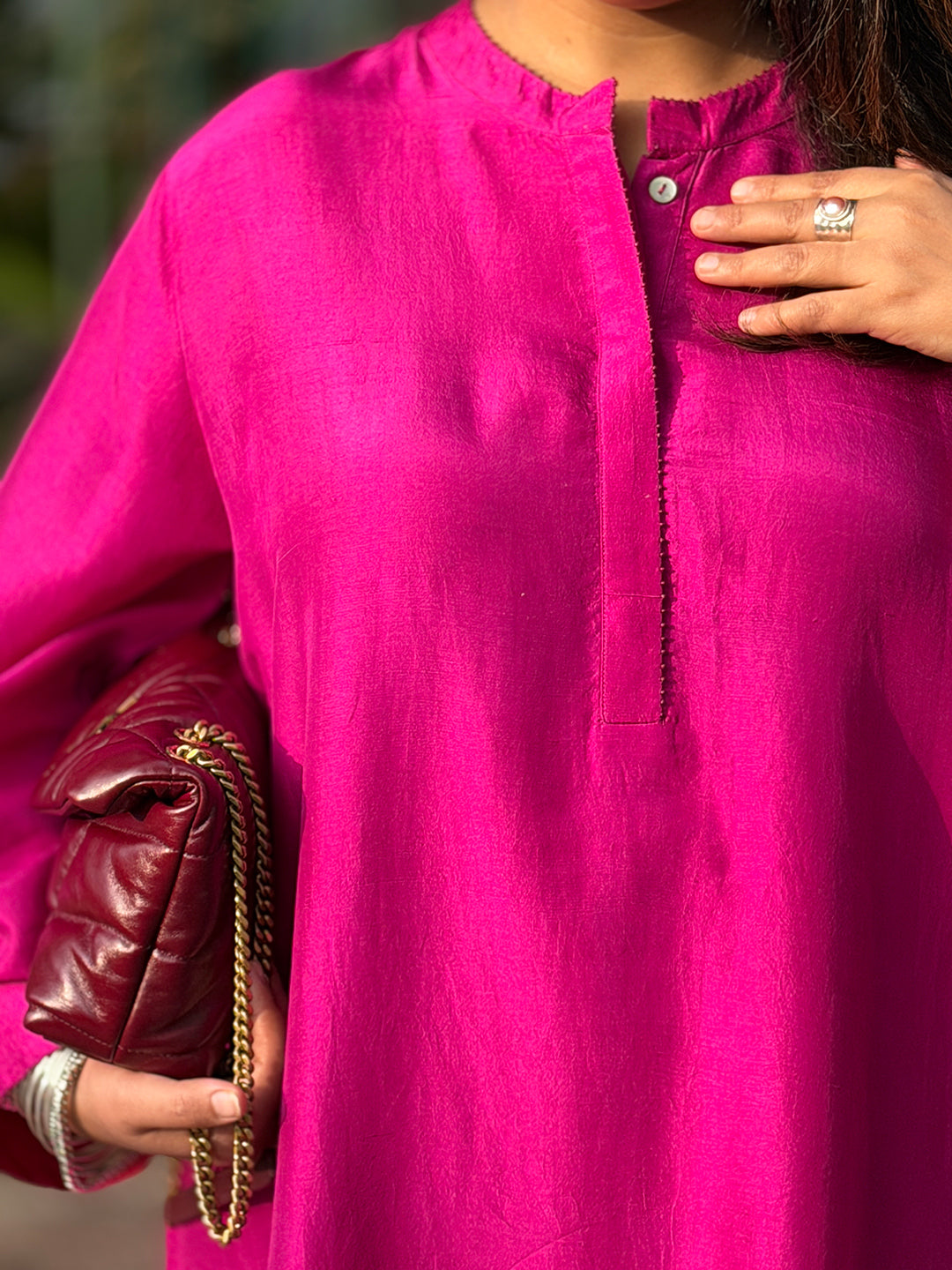 RAAGA - Rani Pink Silk Kurta Set