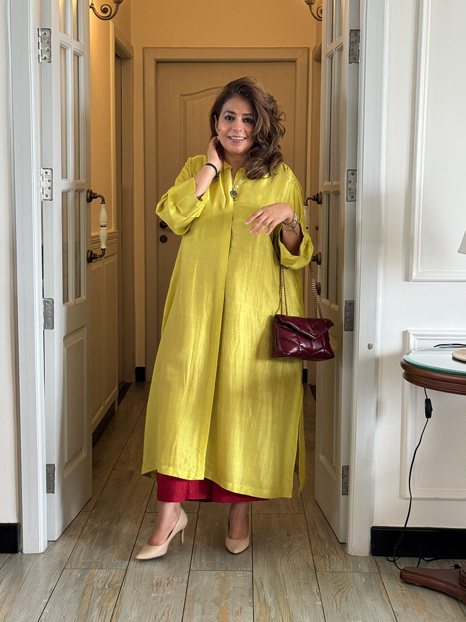 SEHAR - Lime Pure Silk Kurta / Kurta Set
