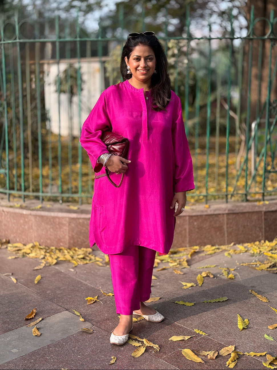 RAAGA - Rani Pink Silk Kurta Set