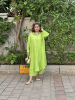 MAAYA -Neon Green Silk Co-ord set (Loose Fit)