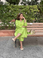 MAAYA -Neon Green Silk Co-ord set (Loose Fit)