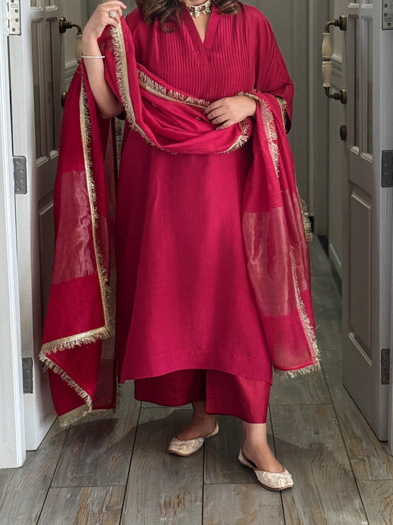 SITARA - Ruby Woo Pure Silk Co-ord set (Loose Fit / One Size)