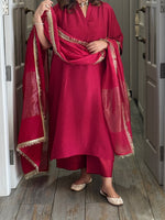 SITARA - Ruby Woo Pure Silk Co-ord set (Loose Fit / One Size)