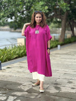 MEHER Fuchshia Pink Pure Silk Co-ord set (Loose Fit / One Size)