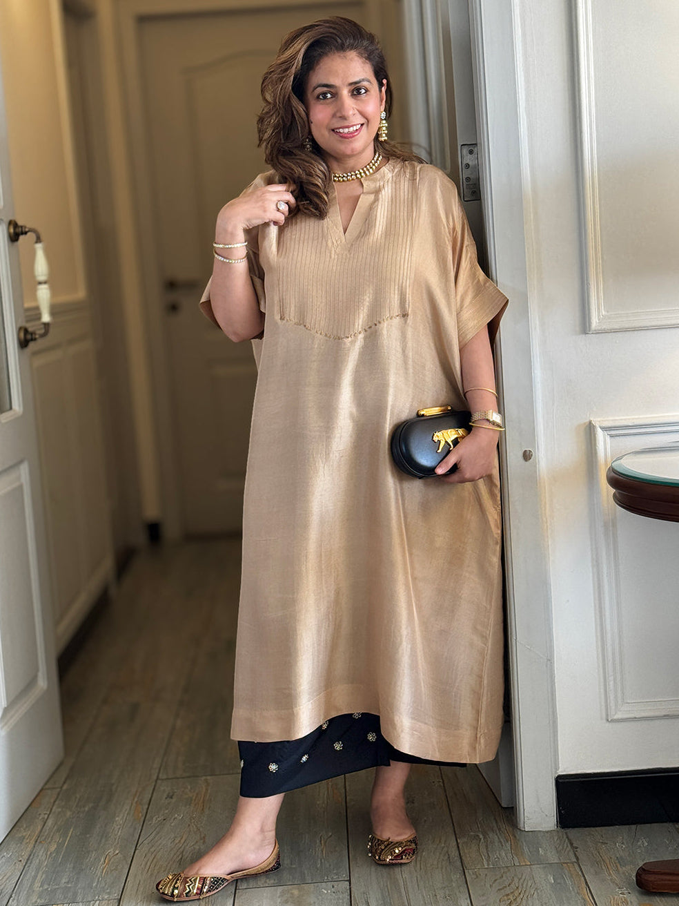 SITARA - Sandstone Pure Silk Co-ord set (Loose Fit / One Size)