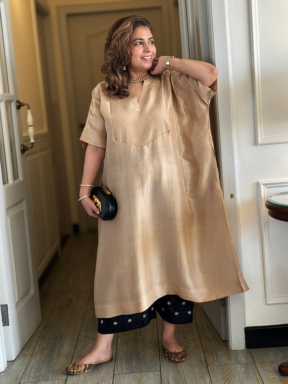 SITARA - Sandstone Pure Silk Co-ord set (Loose Fit / One Size)