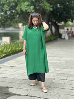 MEHER Deep Green One Size Kurta with Black Bottom